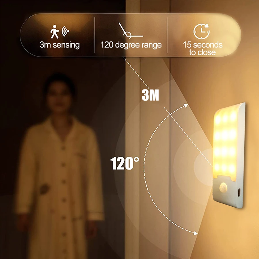 Motion Sensor LED Night Light Wireless Rechargeable Powered LED Cabinet Lamp For Bedroom Kitchen Wardrobe Staircase Lighting - 4