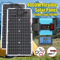 Kit de panneaux solaires 4000 W 12 V à 110 V/220 V – Onduleur 6000 W Charge de batterie 12 V pour maison RV Camping et alimentation de secours 2