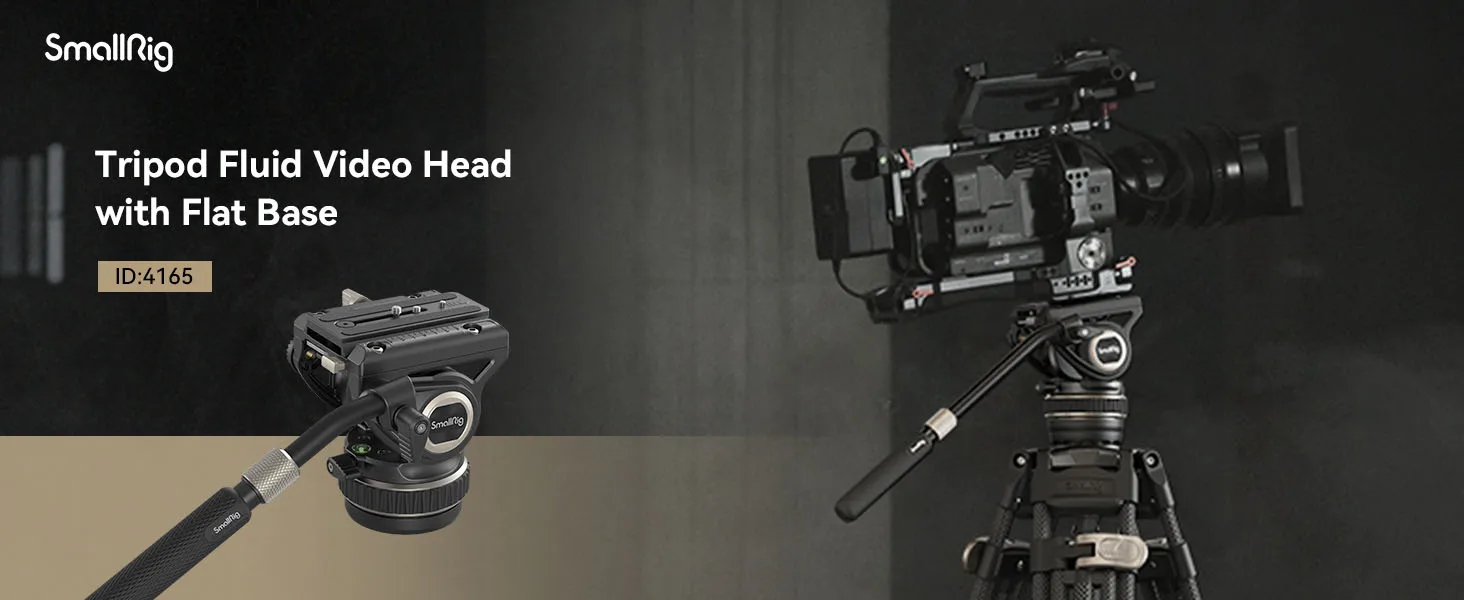 DH10 Heavy Duty Tripod Fluid Video Head with Flat Base Adjustable Handle for Ma