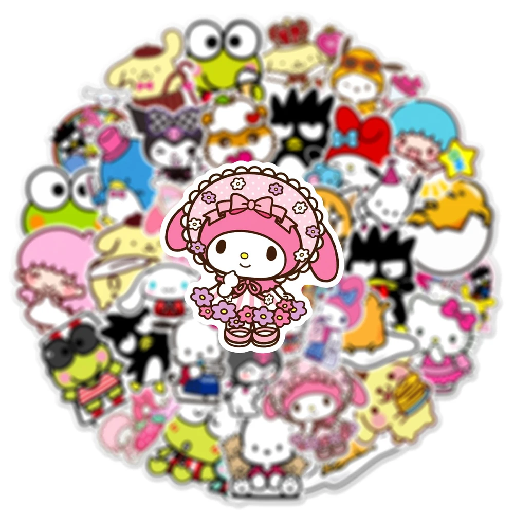 Kuromi and My Melody Stickers Pack| 50pcs Cute My Melody Kuromi Sanrio Stickers for Laptop Water Bottle Travel Case Phone Skateboard - Vinyl