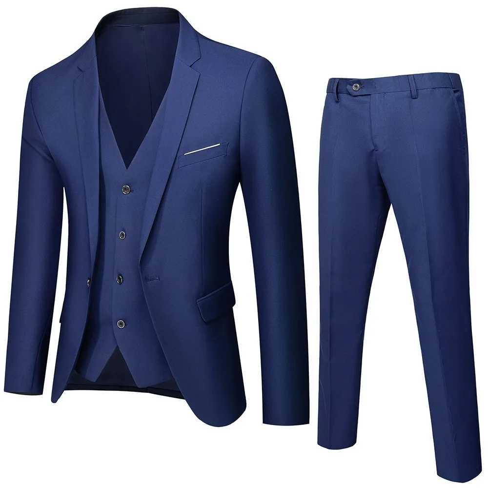 

Casual three-piece single-row one-button men's suit