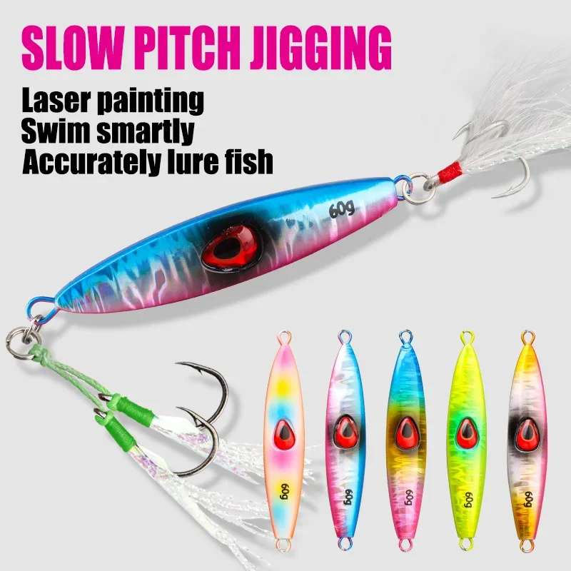 1Pcs Jigging Lures 40g 60g 80g Metal Jig Sinking Pitch Biomimetic Fish Iron Plate Bait Boat Fishing Sea Fishing Mackerel Tuna