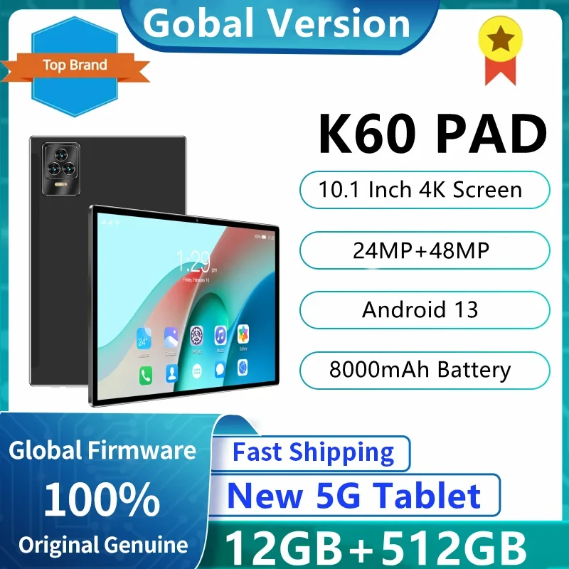 Gobal Version Original Tablet 10.1 Inch Android 13 12GB+512GB Tablet Dual SIM Card 4G/5G Phone Call GPS WiFi Bluetooth Tablet Pc