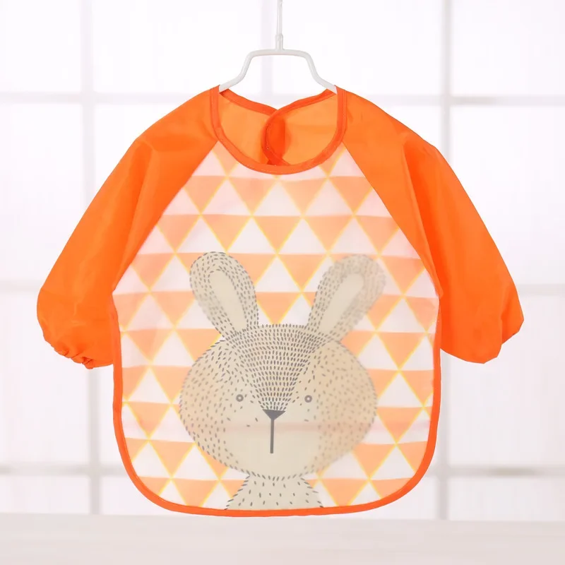 Baby Bibs Double-layer EVA Waterproof Long Sleeve Baby Bandana Feeding Bibs Toddler Boys Girl Cartoon Burp Cloths Cheap Stuff