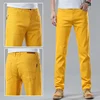 New Autumn Men's Yellow Pink Red Slim Jeans Classic Straight Elasticity Denim Pants Male Brand Stretch Skinny Colorful Trousers 2