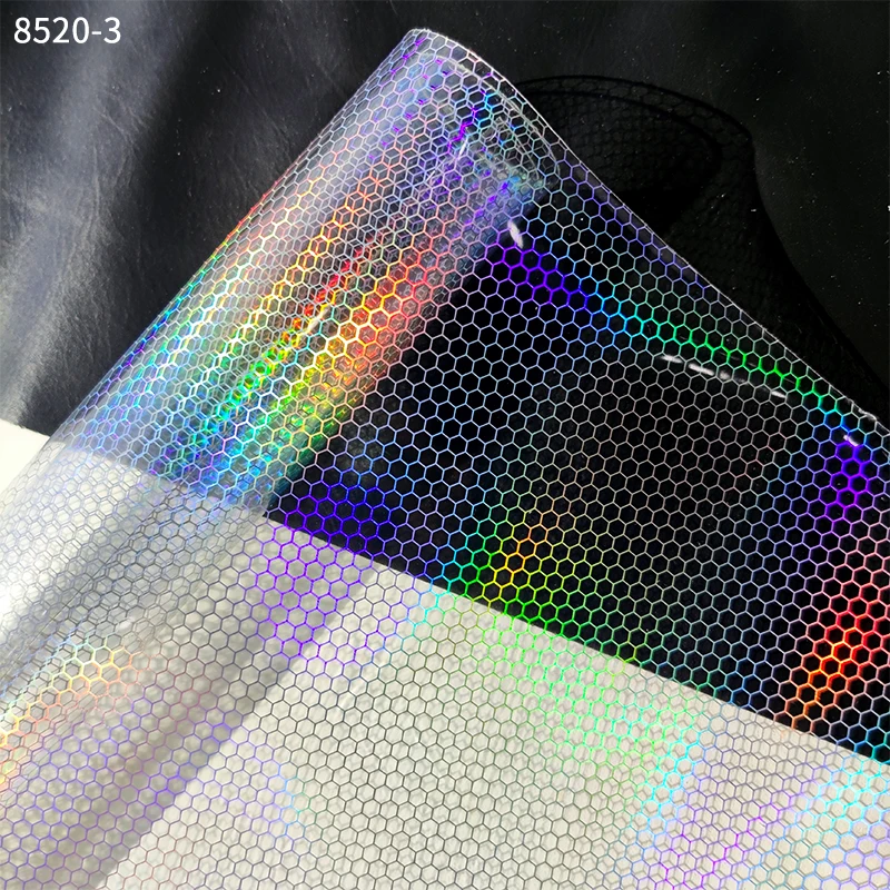 Transparent Printed PVC Holographic Faux Leather Sheets for Home Decoration Accessories Handbags Umbrellas Earrings DIY Crafts