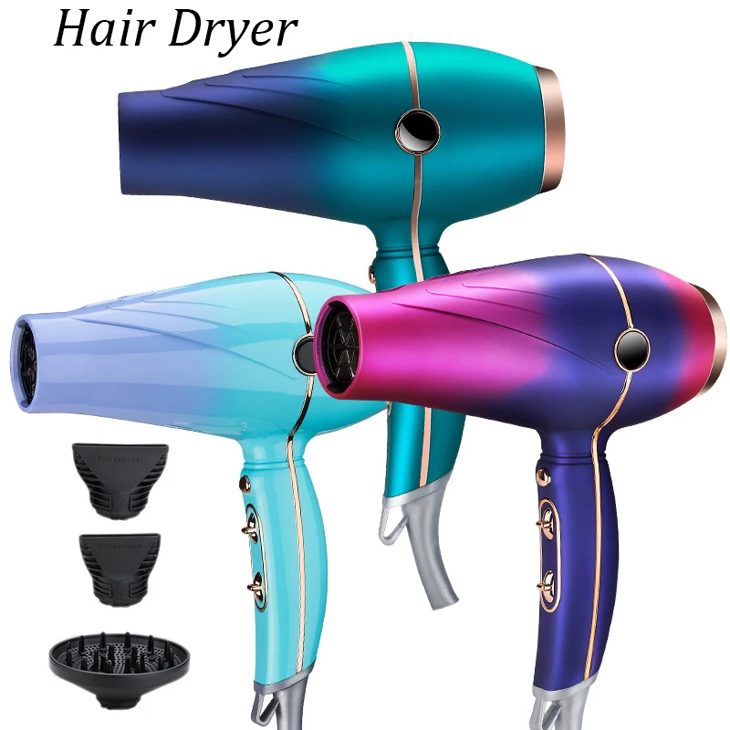 Nwe Hair Dryer Professional Negative Ionic Blowdryer With Diffuser Nozzle 3 Heat Settings Low Noise Strong Winds For Salon