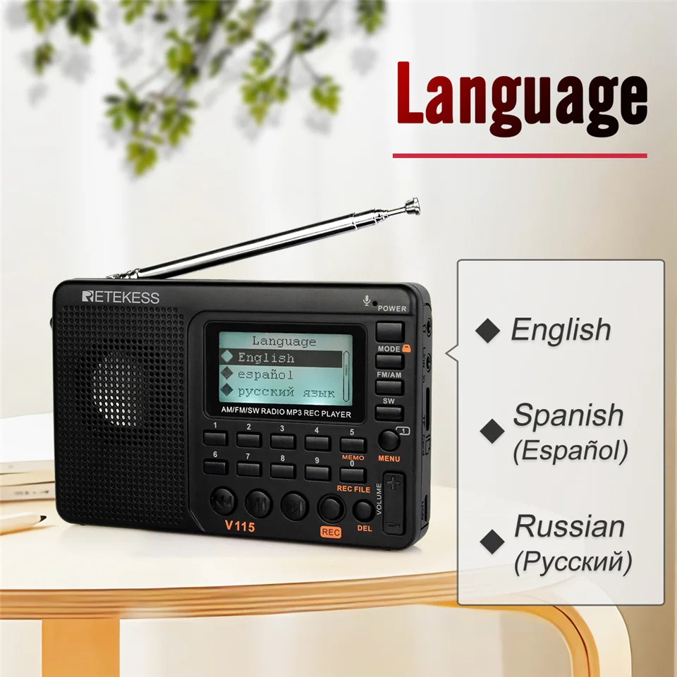 Radio fm am sw tragbare Radios am fm wiederauf ladbare Kurzwellen-Radio batterien Vollwellen-USB-Recorder-Lautsprecher – Detail 15