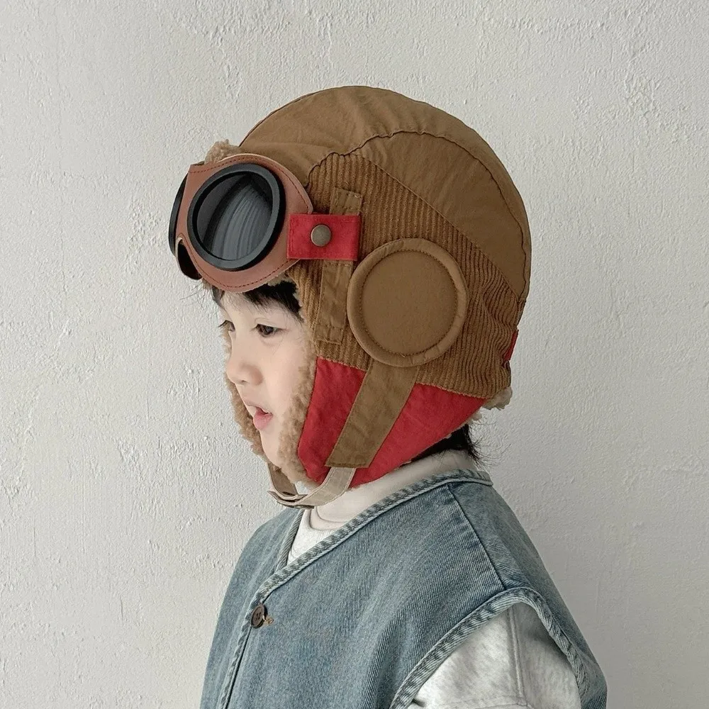 Polyester Winter Hat with Ear Protection and Glasses for Kids
