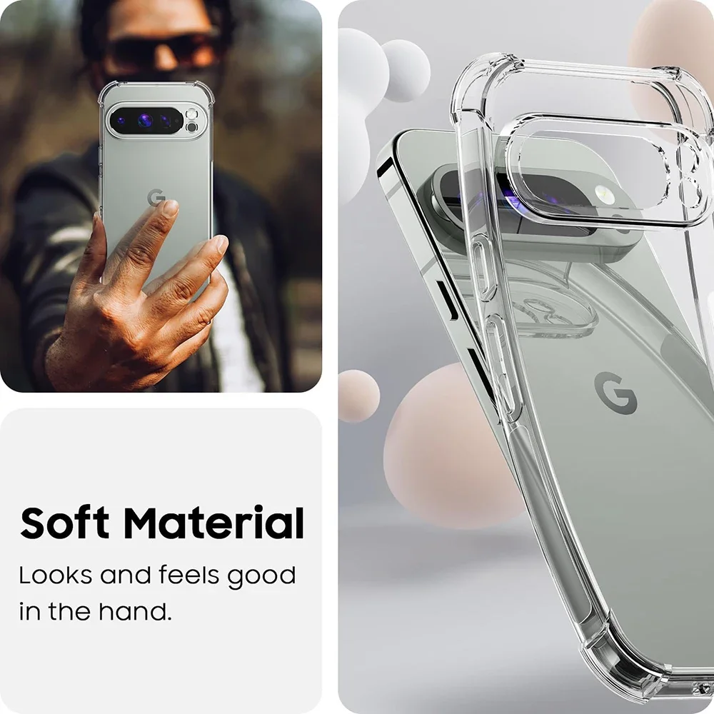 Shockproof Silicone Phone Case with Transparent Soft TPU Back Cover
