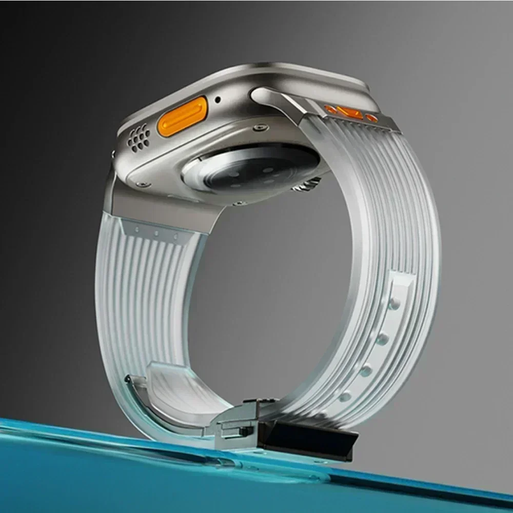 애플 워치용 투명 실리콘 스포츠 스트랩, 울트라 2 49mm 시리즈 9 8 7 45mm 44mm 밴드, 아이워치 6 5 4 3 Se 42mm 팔찌