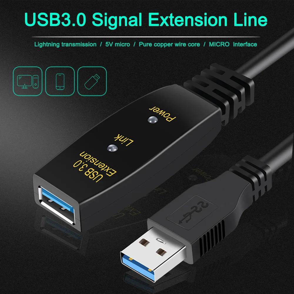 Usb 3 0 extension cable 5m 10m with amplifier usb 3 0 type a male to