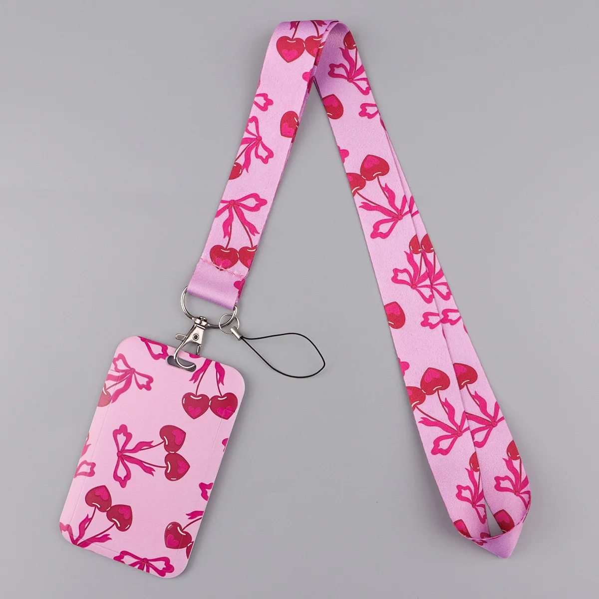Floral Cartoon Cat Lanyard with ID Card Holder - Stylish Neck Strap
