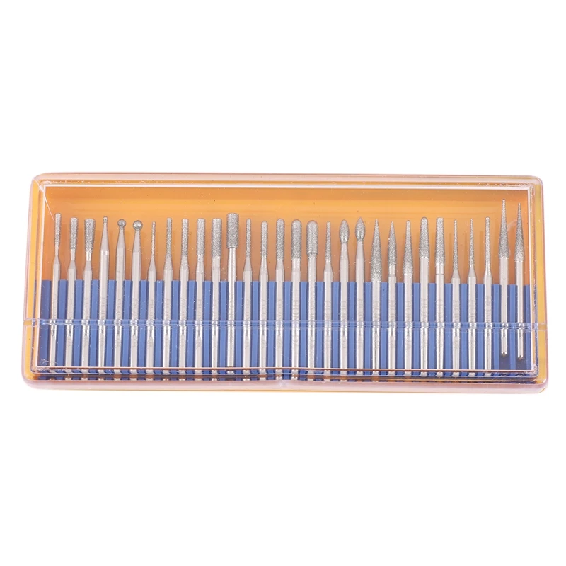 30 Pcs Bur Diamond Grinding Head Set Coated Carving Burrs Rotary Tool Bit Grit 120 Shank 3Mm 1/8 Inch For Dremel Tools Accessori 2