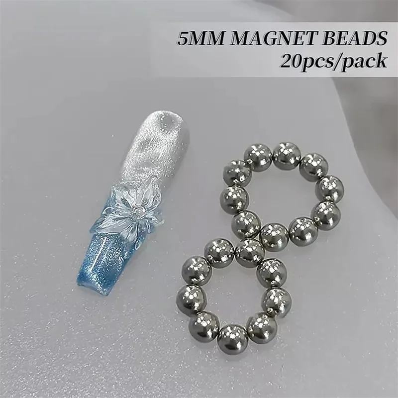 20Pcs Nail Magnet Beads Water Ripple Pattern Designs Ball Cat Eye Magnet Nail Art Cat Eye For Nails Gel Magnetic Tools