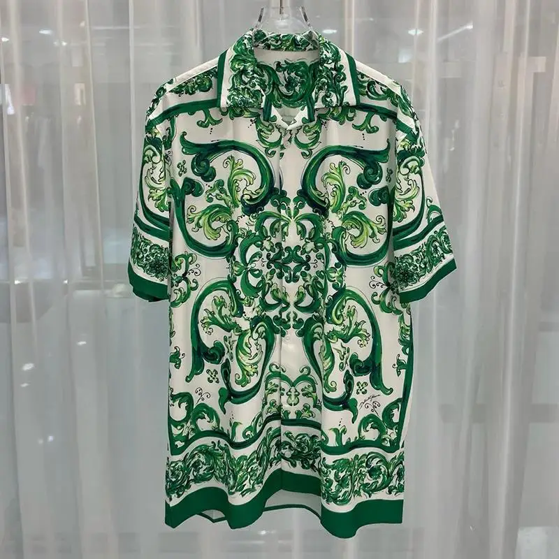 صيف 2025 الطباعة الرقمية عادية كم قصير قميص رجالي...