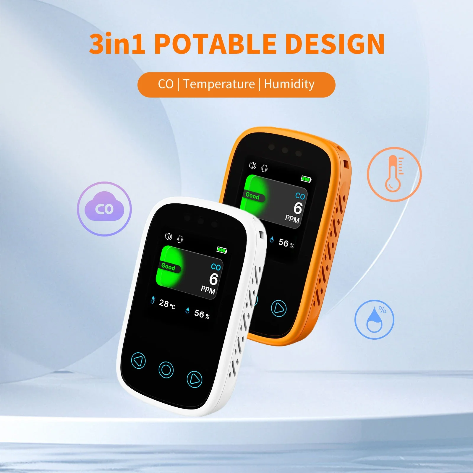 Portable Touch Screen Control CO Detector High-precision Electrochemical Sensors Auto Light Sensitivity Carbon Monoxide Monitor Carbon Monoxide Alarm Carbon Monoxide Detector