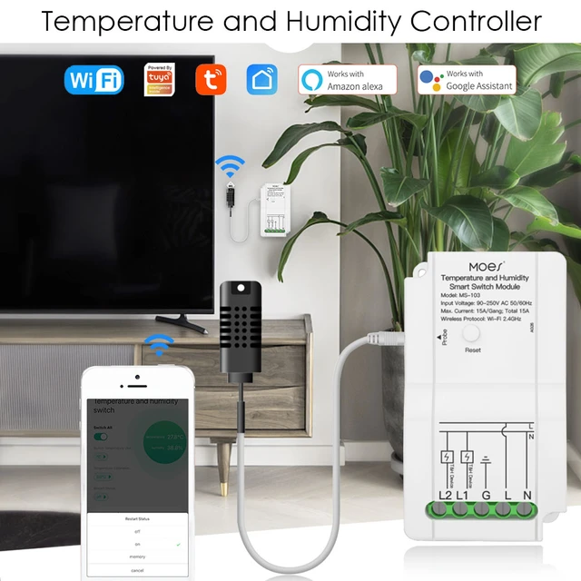 MOES WiFi Smart Temperature Humidity Sensor Dual Relay