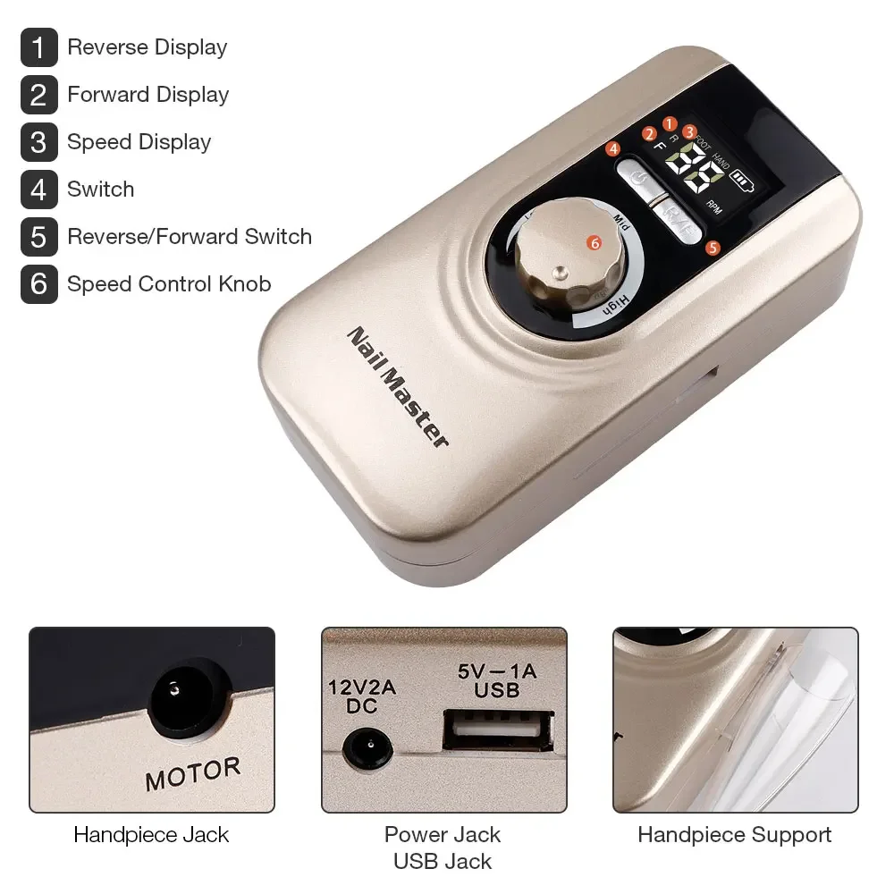 35000RPM Portable Nail Drill Manicure Set Nail File Polishing Pen Nail Sanding Grinding Machine For Carving Art Model Jewerl