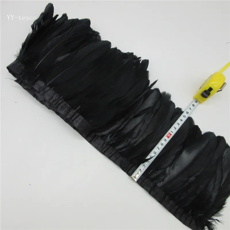 

10 yards black green Goose Feather Trims Dyed Goose Feather Ribbons 15-20cm Duck Feather Fringes for Carnival Ornaments