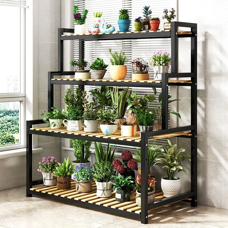 Flower Rack Living Room Floor-standing Balcony Shelf Iron Succulent Indoor Multi-layer Ladder Type Flower Rack Plant Pot Holder
