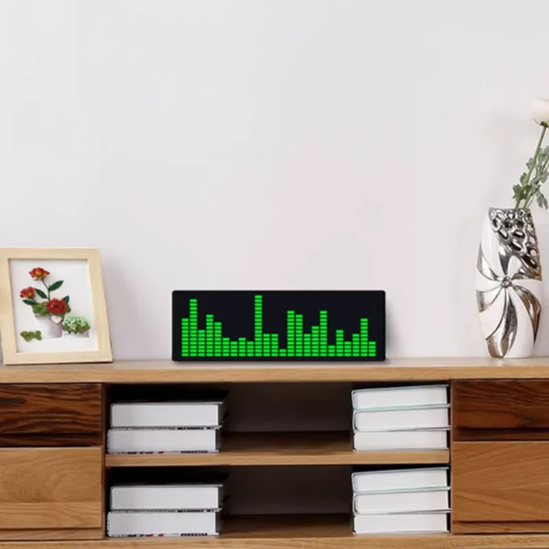 다채로운 LED 음악 스펙트럼 전자 시계 음성 제어 리듬 조명 1624 RGB 오디오 픽업 주변 소음 레벨 표시기