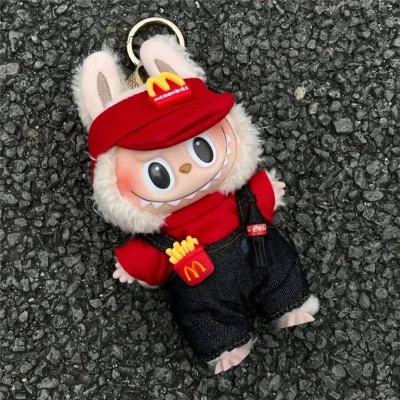 15 17cm For Labubu Doll Workwear Working Cosplay Clothes Fast Food Cola Fries Overalls Outfit Clothing Dollhouse Accessories