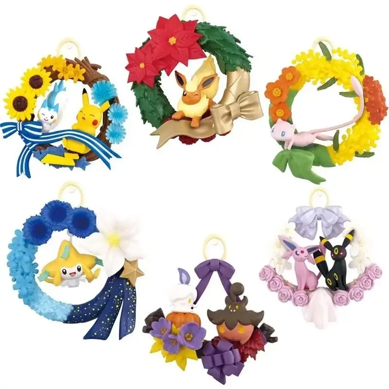 

2022 Pokemon 1 Generation 6 Garland Elf Meow Ibu Pikachu Kawaii Boys and Girls Gift Series Q Version Doll Decoration Box Doll