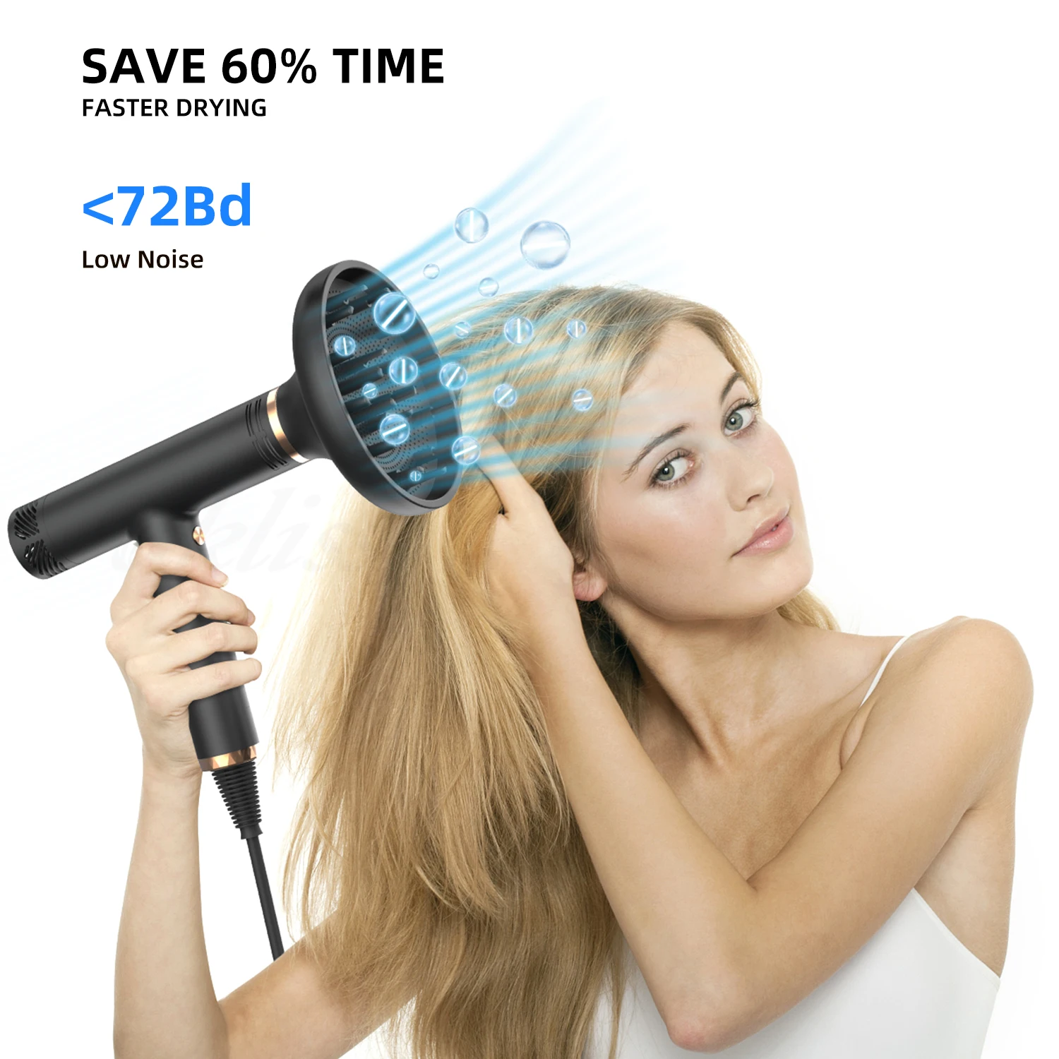 Ionic alta velocidade cabelo secador, sopro secador, íon negativo, cuidados com os cabelos Styler, profissional baixo ruído, 1600W, 110000rpm