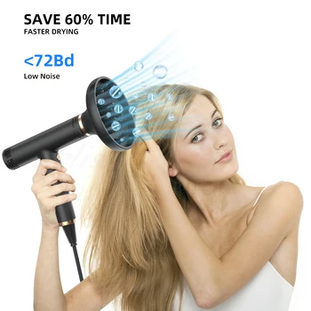 Ionic Hair Dryer High Speed Blow Drier 1600W 110000rpm Hairdryer Negative Ion Hair Care Styler Professional Low Noise Blow Dryer 5