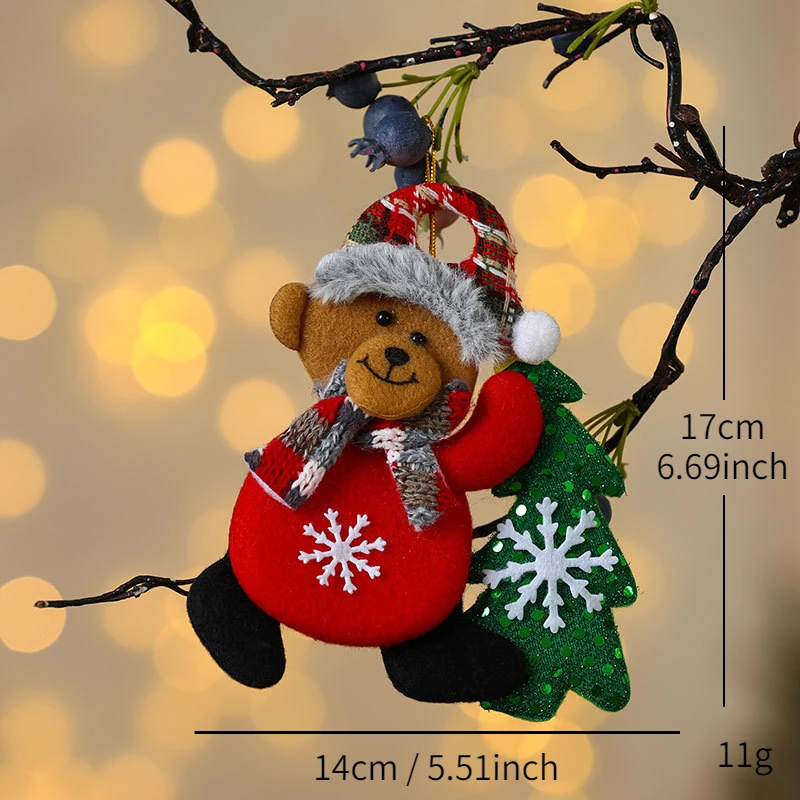 thumbnail image 1 of Adornos de muñecos de peluche navideños colgantes para árbol de Navidad para decoración de fiestas en casa, Papá Noel, muñeco de nieve, reno y oso, 1 of 5