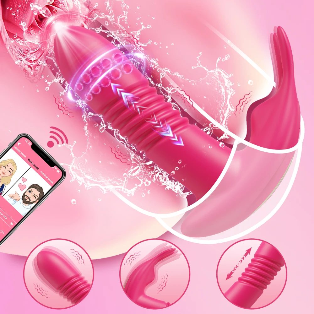 Bluetooth Schub rotations vibrator für Frauen App Teleskop Dildo Fernbedienung G-Punkt Massage Klitoris Stimulator Sexspielzeug 1