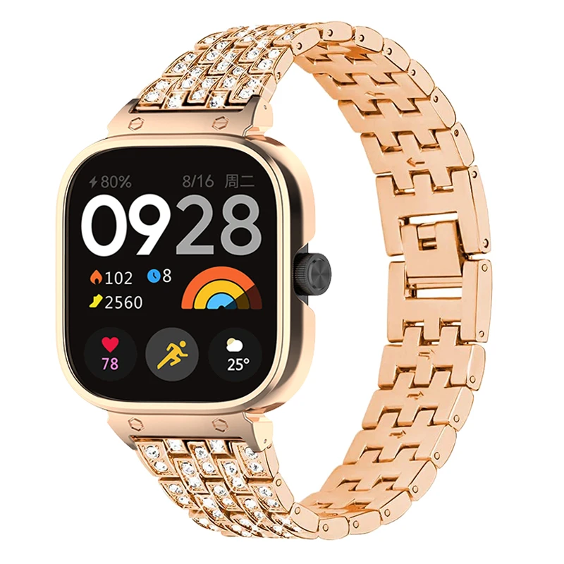 

Strap Case Protector for Redmi Watch 4 Diamond Metal Bracelet for redmi watch 4 Watch Band for Xiaomi redmiwatch 4 Shell Cover