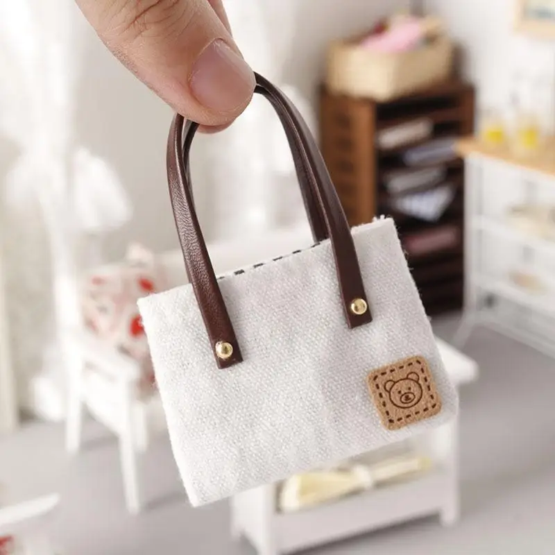 Fingir jogar brinquedos; Mini bolsa de lona de simulação de casa de bonecas; Acessórios de roupa de boneca e decoração de micro cena