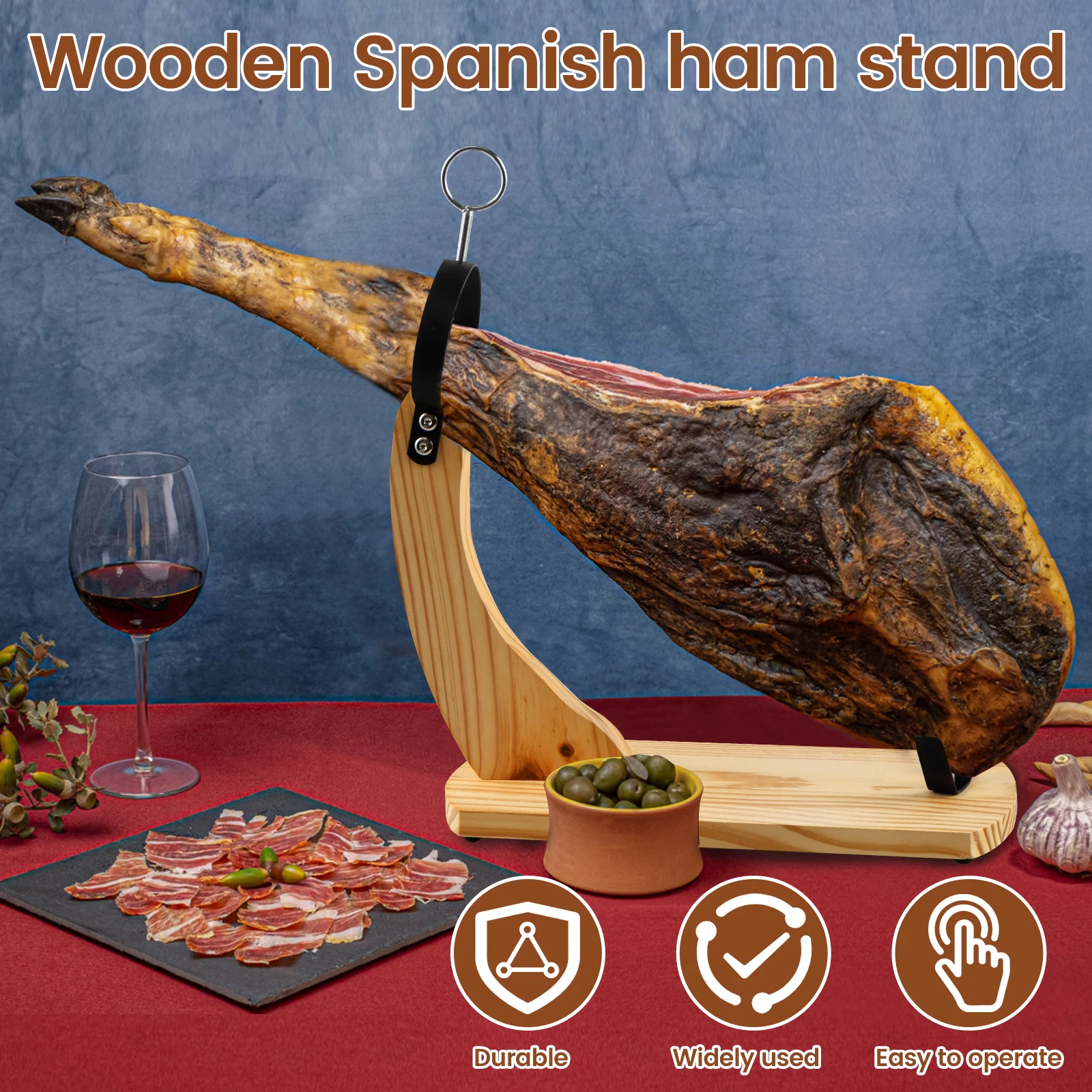 Spanish Ham Rack Wooden Ham Rack for Slicing Spanish Hams for Christmas Holiday Dinners Restaurant Chef Tool Accessory