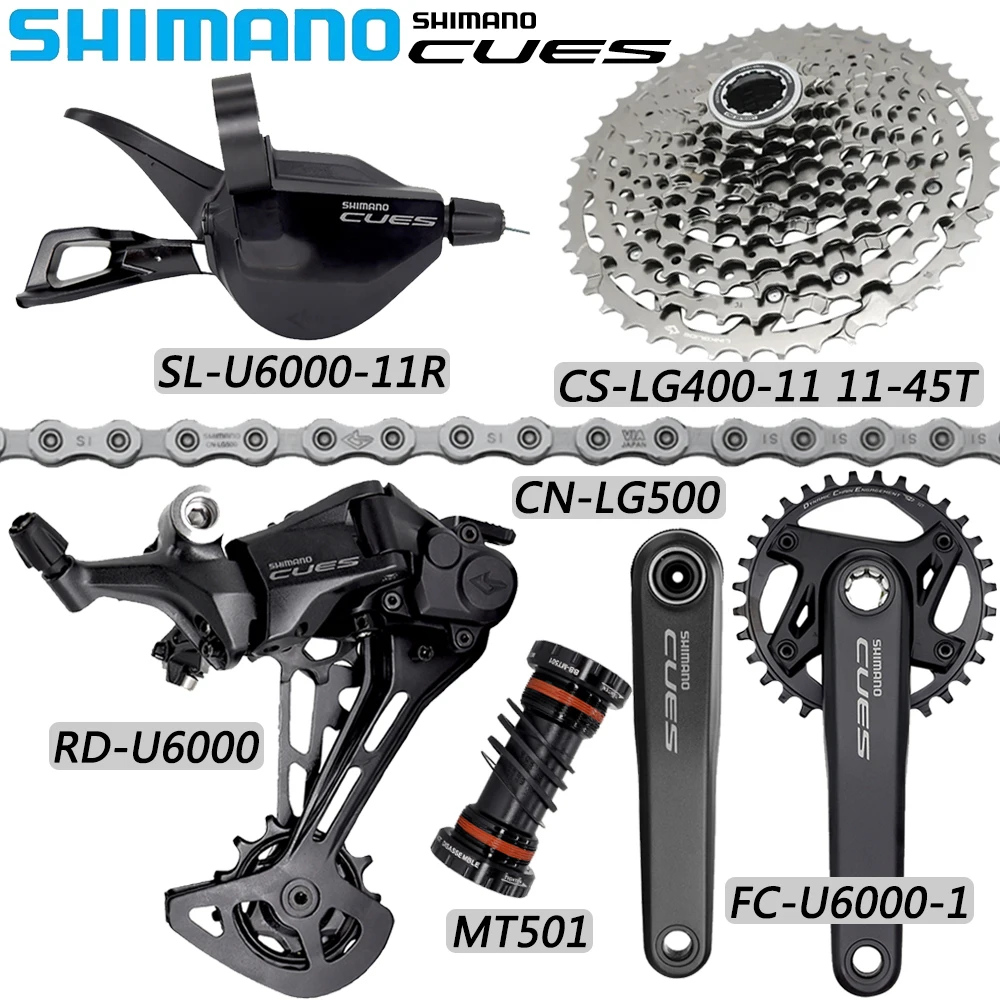 

SHIMANO CUES U6000 11 Speed Derailleur Groupset CS-LG400-11 45T/50T Cassette CN-LG500 Chain FC-U6000-1 Crankset Bicycle Parts