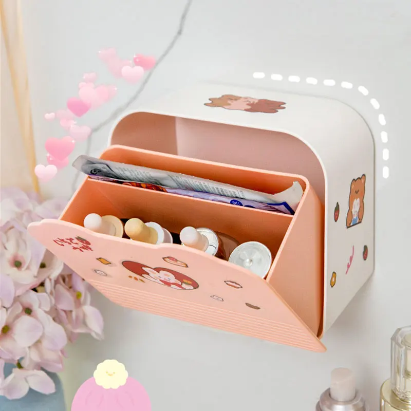 Cute storage box sticky big wall hanging sanitary napkin storage