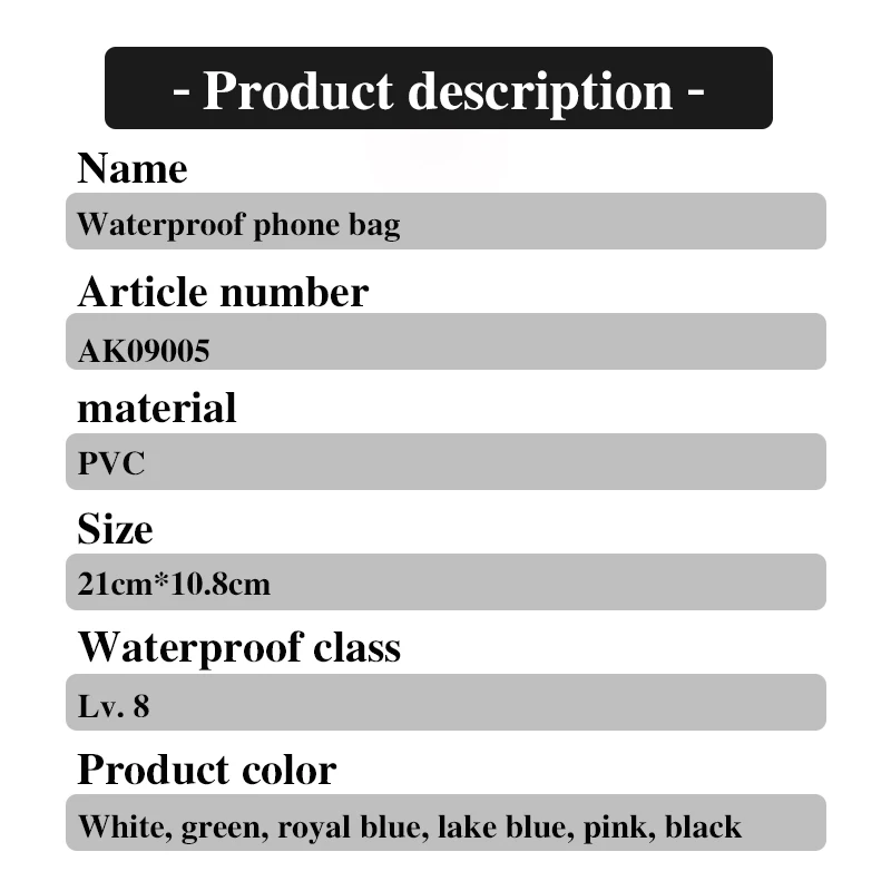 Waterproof Bag Cartoon Phone With Lanyard Air Bag Underwater Camera Touch Screen Swimming Drift Airtight