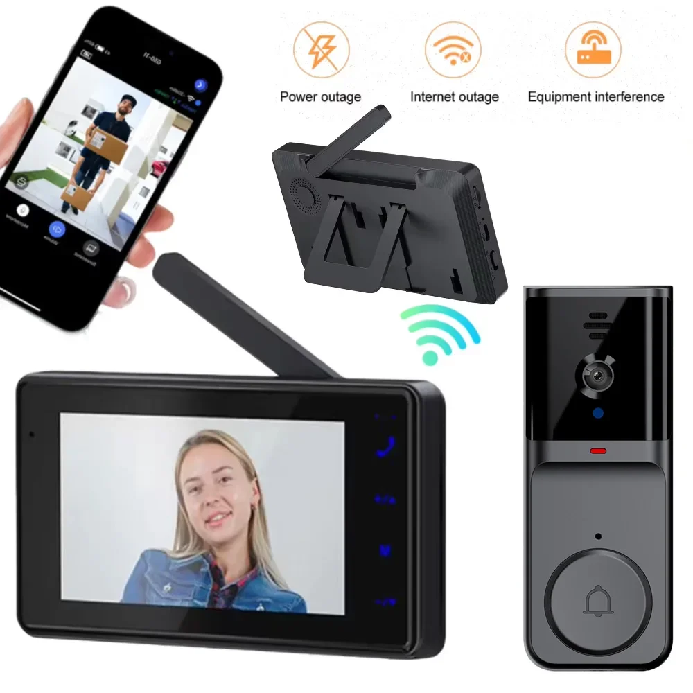 M16A 1080P Wireless Waterproof Video Doorbell 4.3-inch IPS Screen Infrared Night Vision Doorbell Family Apartment 2.4G Camera 5