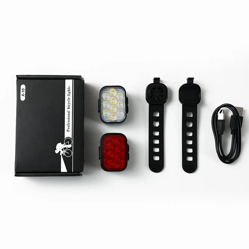 LED Bike Handlebar Flashlight USB Rechargeable High Brightness Bike Headlight Waterproof Bike Tail Light Cycling Tail Lamp