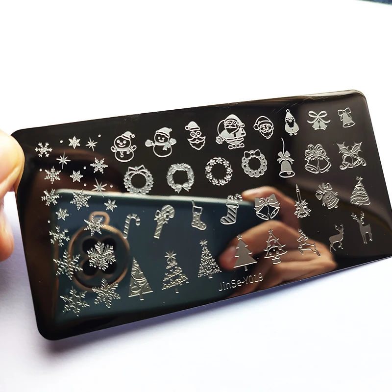 Description Picture 4 of itemChristmas Nail Stamping Plate Winter Nails Design Nail Art Printing Stencils Nail Stamp Templates Snowflake Nail Template Tools