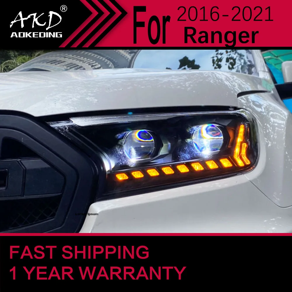 

Car Lights for Ford Ranger LED Headlight 2016-2021 Ranger Head Lamp Drl Projector Lens Automotive Accessories