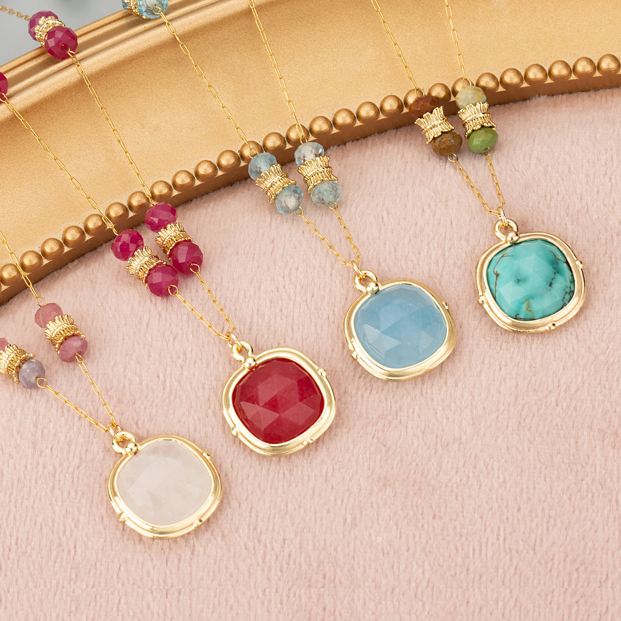 GUFEATHER ME79, 보석 액세서리, 18k 금 도금, 니켈 프리, 구리, 천연석, 참, 보석 제작, DIY 펜던트, 4 개/로트