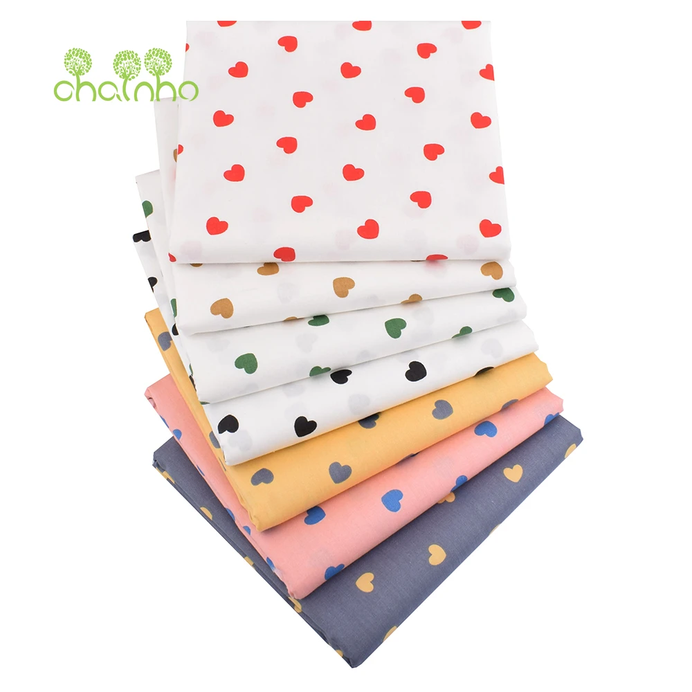 Chainho,Heart-Shaped Printed Twill Cotton Fabric,Patchwork Clothes,DIY Sewing Quilting Material For Baby Child's Bedding,Shirts