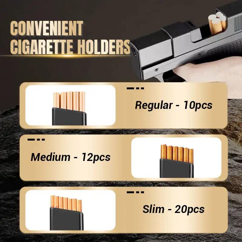 Butane Gas Lighter Cigarette Lighter Cool Pistol Torch 3 Cigarette Magazine Packs Windproof Inflatable Integrated