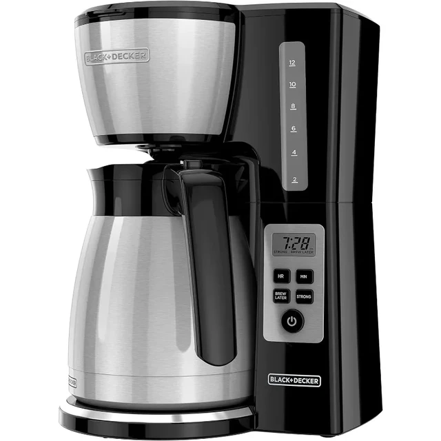 BLACK+DECKER Thermal Carafe Programmable Coffeemaker, 12-Cup Coffee Machine,  Stainless Steel - AliExpress