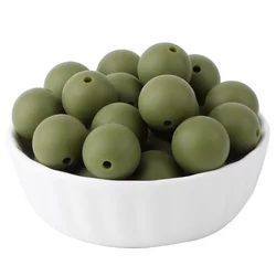 20-Piece Set of Mixed Size Silicone Beads for DIY Jewelry and Craft Projects (Army Green)