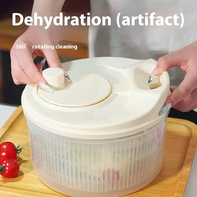 1Pc Manual Vegetable Dryer Multifunction Salad Spinner Dryer PP Fruit Food Dehydrator Household Kitchen Quick Drying