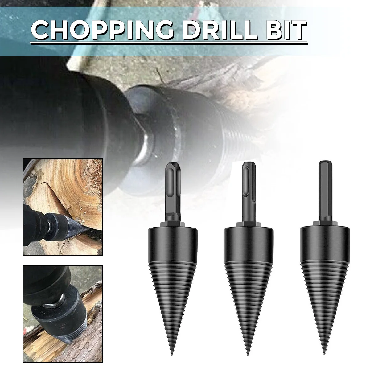 Wood Drill Bit Twist Firewood Splitting Drill Bit Wood Splitter Screw Cones Bit Square Round Drill Bit For Wood Cleaving Tool