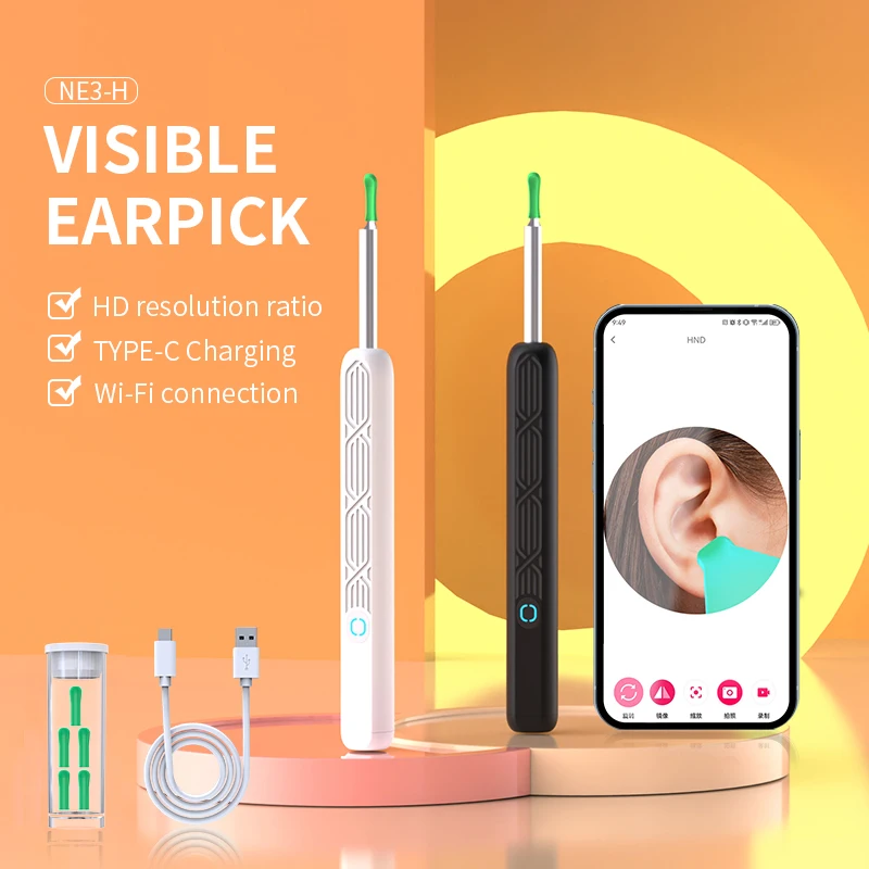 New Ear Wax Removal Wireless Smart Visual Ear Cleaner With 1080P HD Camera WIFI Earpick Ear Scope Ear Canal Cleaning Tool Kit